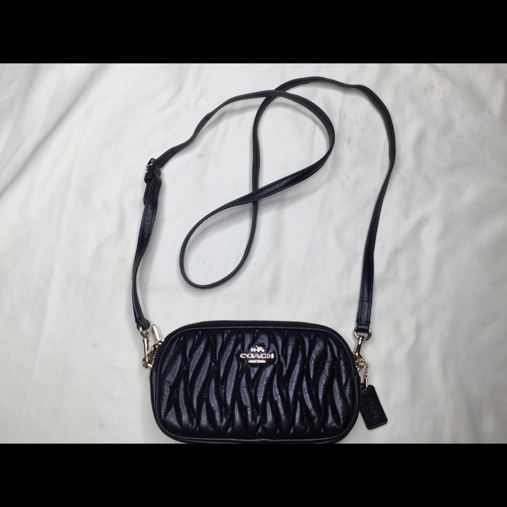 Coach Black Gathered Leather Small Crossbody